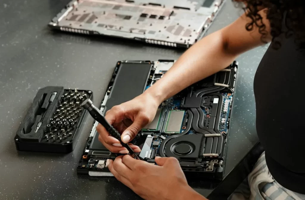 Repairing laptop components for technician role.