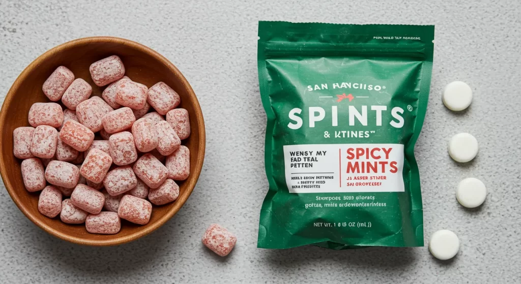 Who sells spi-c mints in San Francisco: Spicy mint packaging